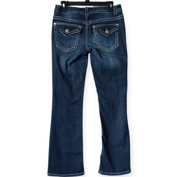 PAISLEY SKY WOMEN'S  BOOTS CUT JEANS. SIZE 6. COLOR BLUE. - Picture 2 of 12